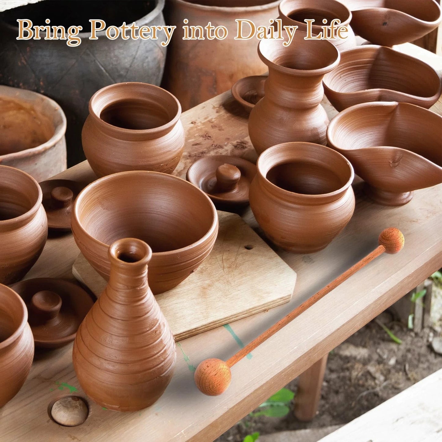 AEROVA 2 Pcs Wooden Throwing Stick for Pottery Shaping,Pottery 1