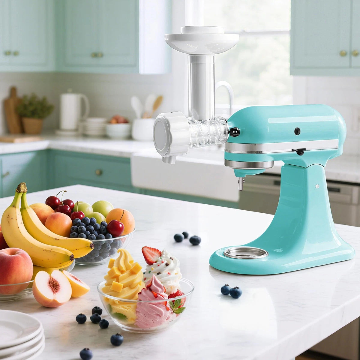 Frozen Fruit Ice Cream Attachment for Kitchenaid Stand Mixer, standard, white