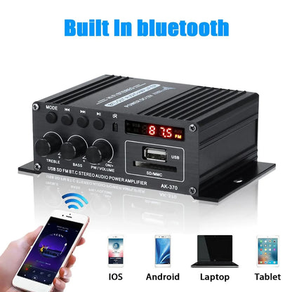 Bluetooth Mini HiFi Digital Stereo Audio 2 Channels Amplifier Power Amp DC 12V