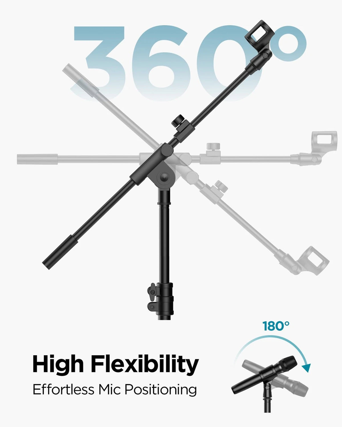 InnoGear Mic Stand Floor, Boom Arm Floor Microphone Height Black