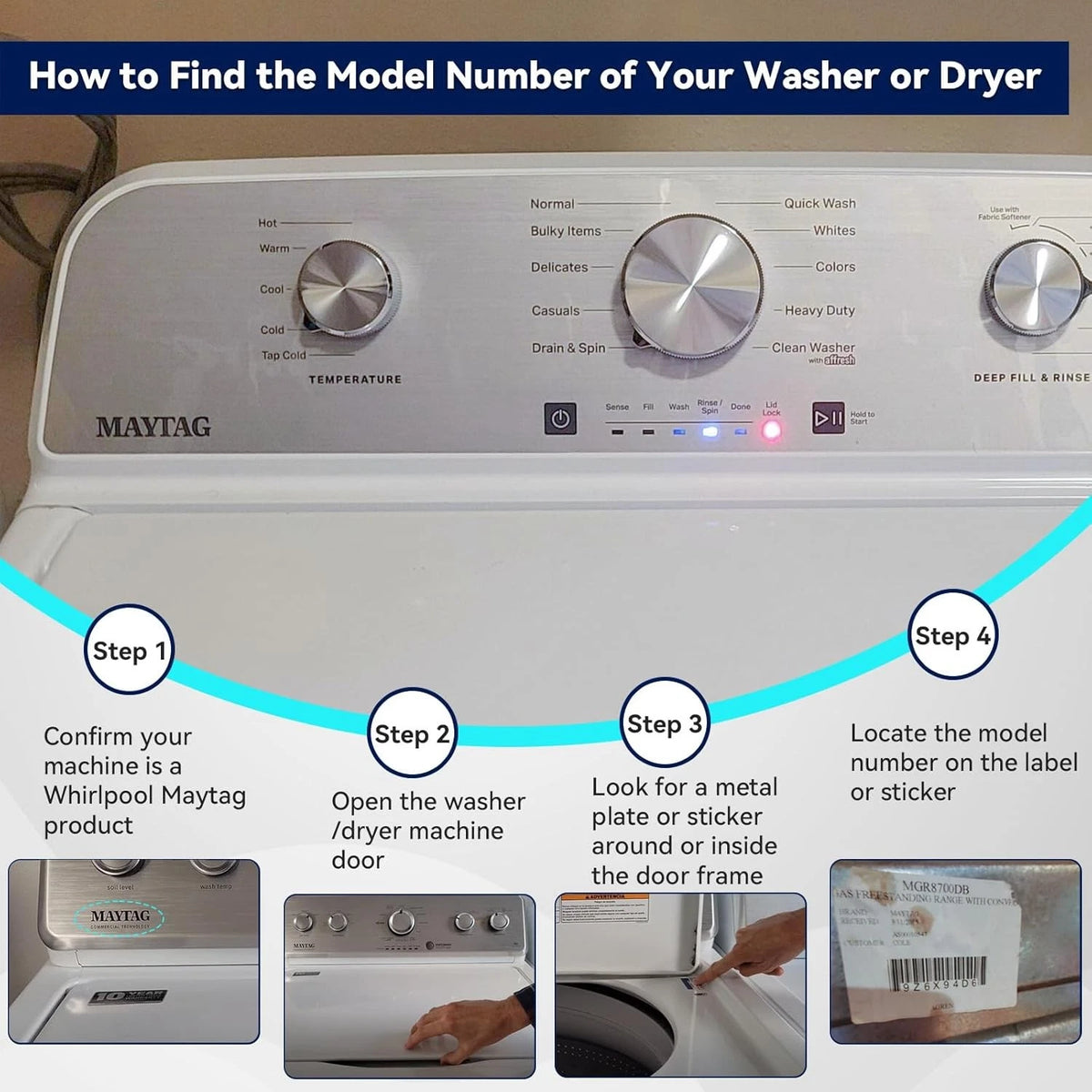W11675852 Dryer Knob Replacement for Maytag, Large Control Knob...