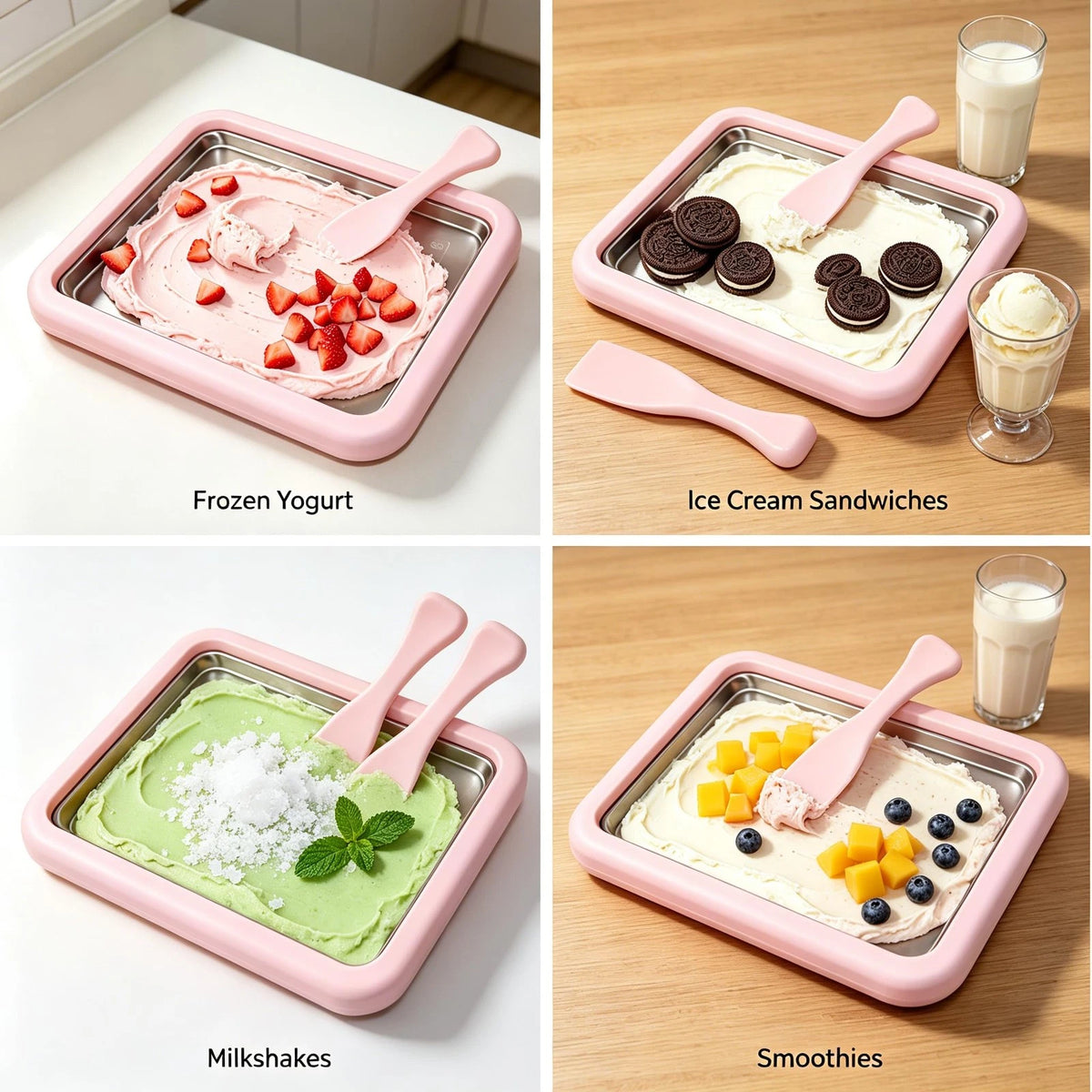 Hoivvy Rolled Ice Cream Maker – Large 10.2" Tray with 2 Large, Green