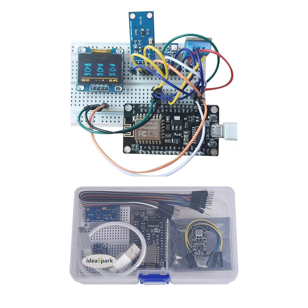 ESP8266 Weather Station Kit Temperature Humidity LCD Display Component Kit