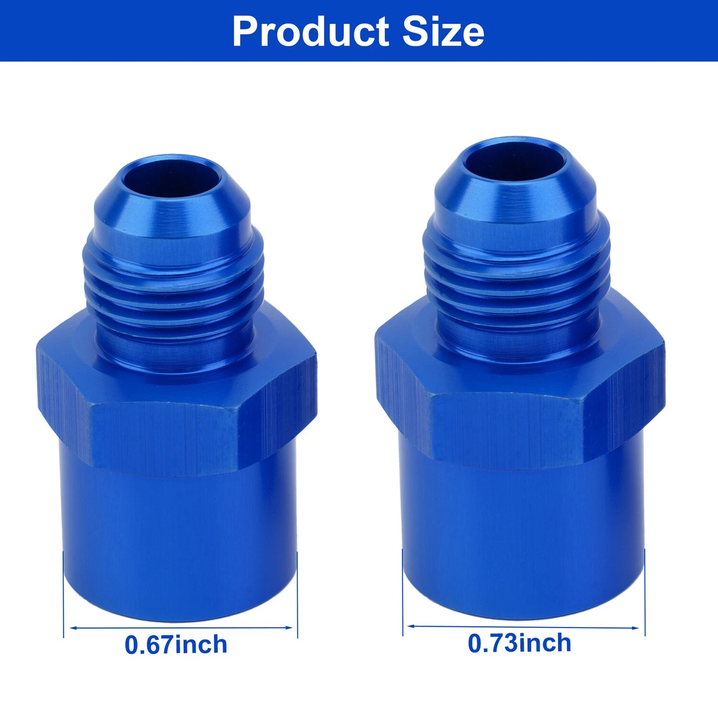 6AN Adapter Fitting Set For GM TBI Style (metric O-ring) Fuel Sending Unit Blue