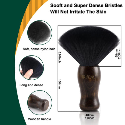 NICEMOVIC 3 IN 1 Barber Neck Duster Brush Set, Professional Brown&Black