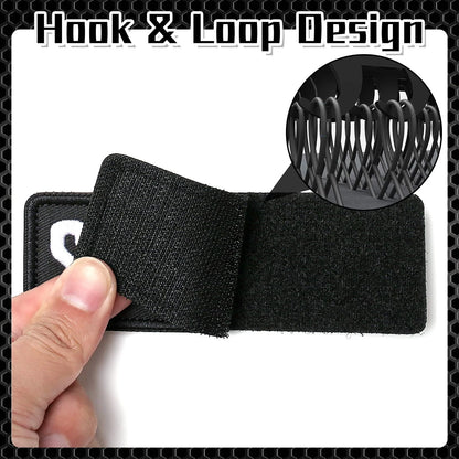 JEFUZH 2 Pack Security Patches Hook and 10"x3.4", 5"x1.8", S.ECURITU-BLACK