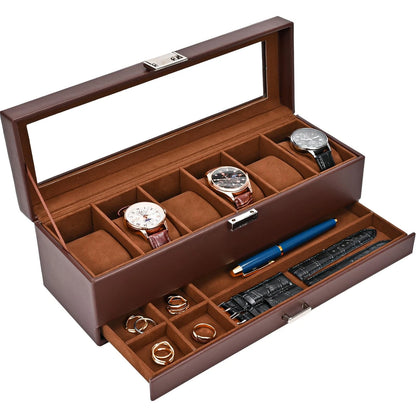 ProCase Watch Box, Fathers Day Gift for Dad, 6 Slot Watches 6-Slot, Espresso