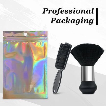 Barber Brush and Neck Duster Set - 2 Piece Professional Black