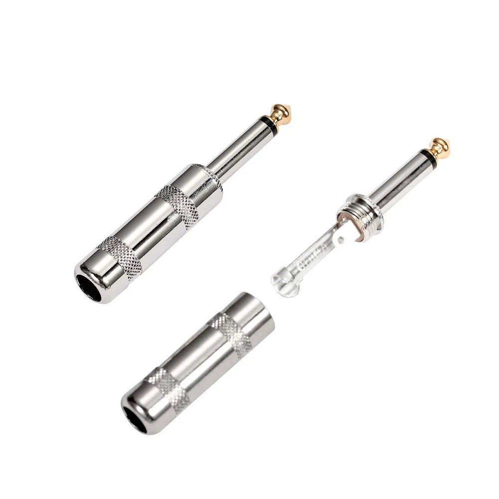 HSP-HSWITI Audio 1/4" TS Plug, 6.35mm Heavy (6.35mm), Silver Straight
