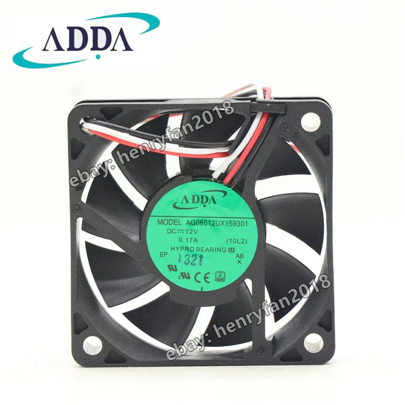 ADDA AG06012UX159301 Axial Fan 12VDC 0.17A 60*60*15MM 3-wire Case Cooling Fan
