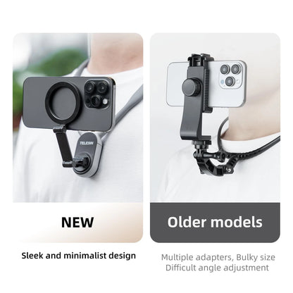 TELESIN Magnetic Neck Mount for Phones, Cell Medium Size, Gray
