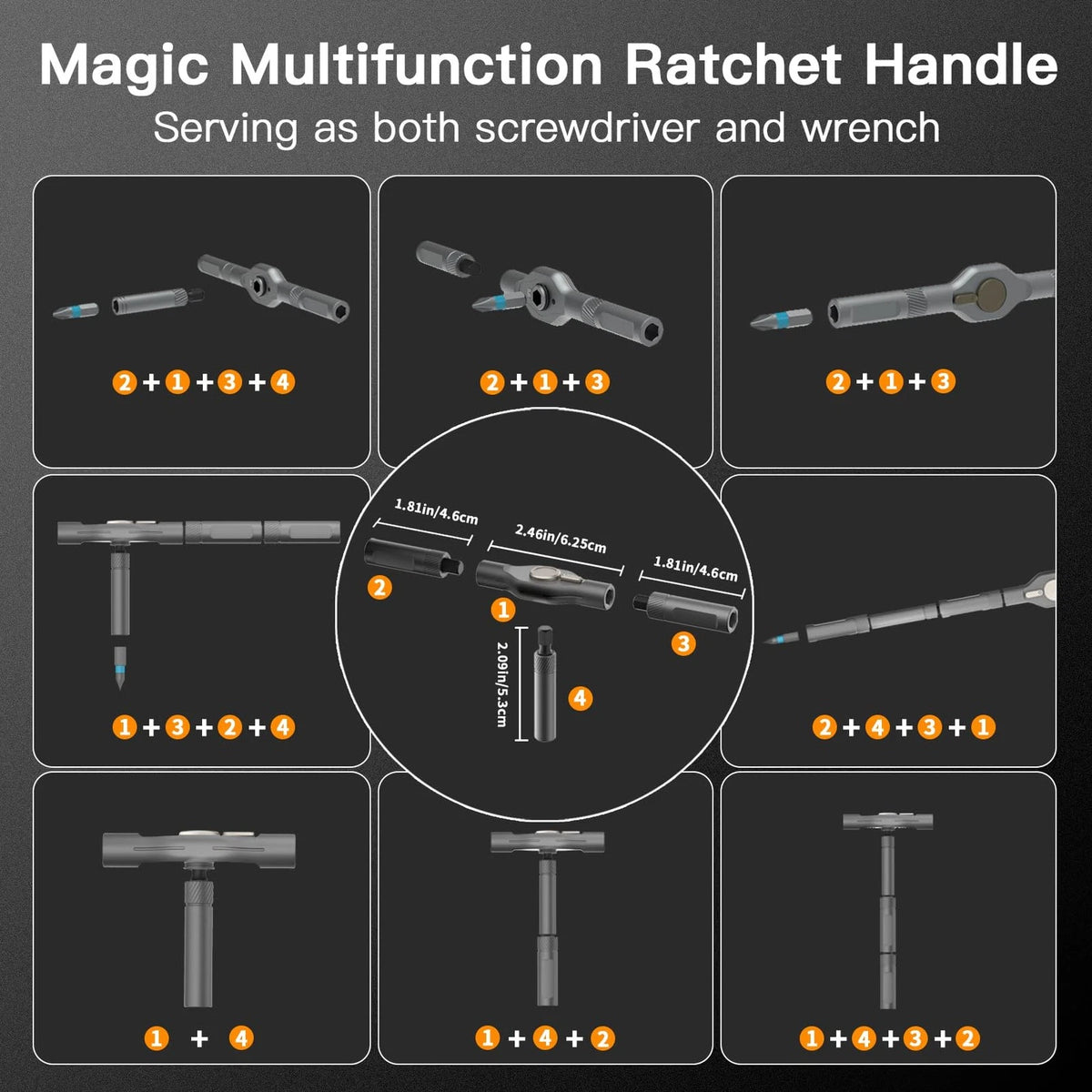 Faireach 42 in 1 Magnetic Screwdriver Set, DIY Ratchet Medium, 42 1-gray