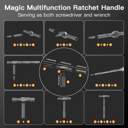 Faireach 42 in 1 Magnetic Screwdriver Set, DIY Ratchet Medium, 42 1-gray