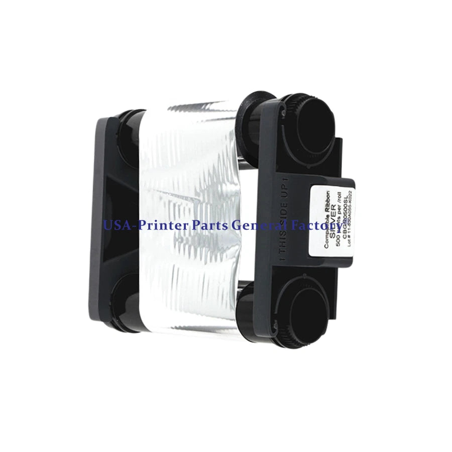 Color Ribbon Silver Fit For Evolis Badgy100 Badgy200 Card Printer 500 Prints