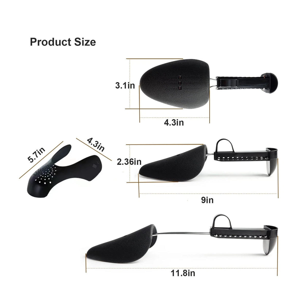 SYINUOYIS 7 Pairs Plastic Shoe Stretchers for Men shoes' size 5.5-11, Black