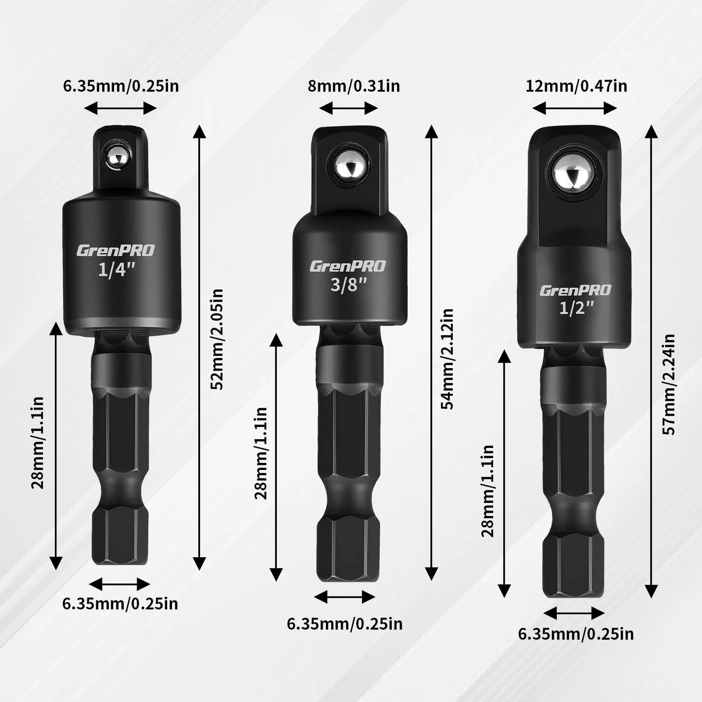 GRENPRO 19 Pcs Flexible Drill Bit Extension Kit, Includes 19PCS-Black, Black
