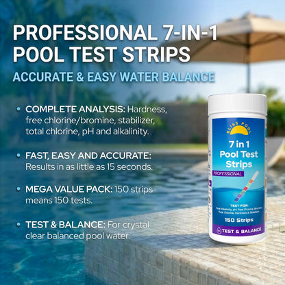 Pool Test Strips 7 in 1 (150 Strips) with App, Easy & Accurate Swimming Pool...
