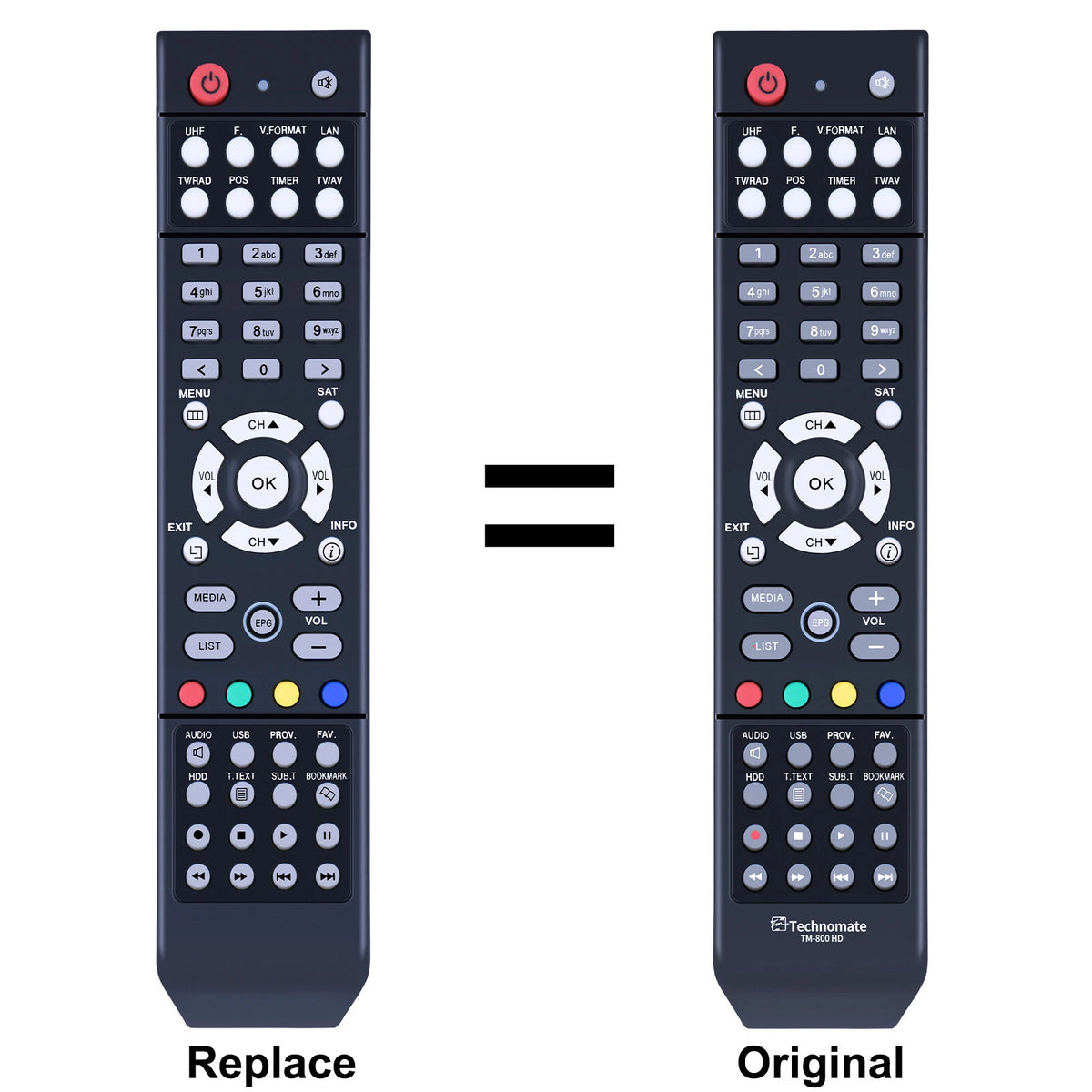 Replacement Remote Control For Technomate TM 800 HD