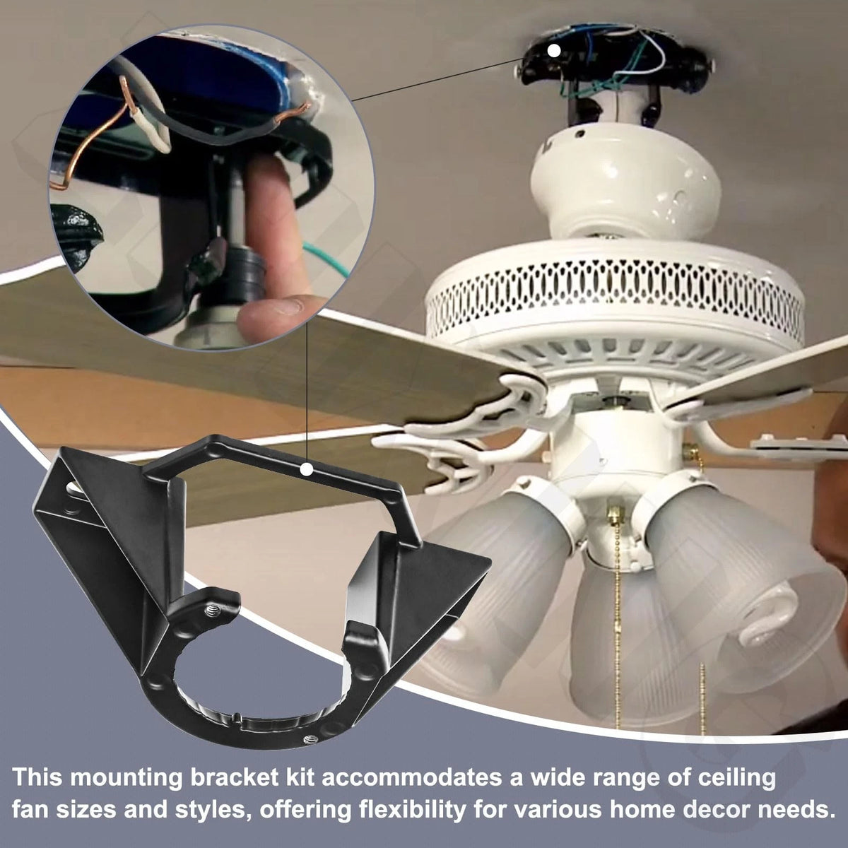 Ceiling Fan Mounting Bracket Kits Components for DF, Black