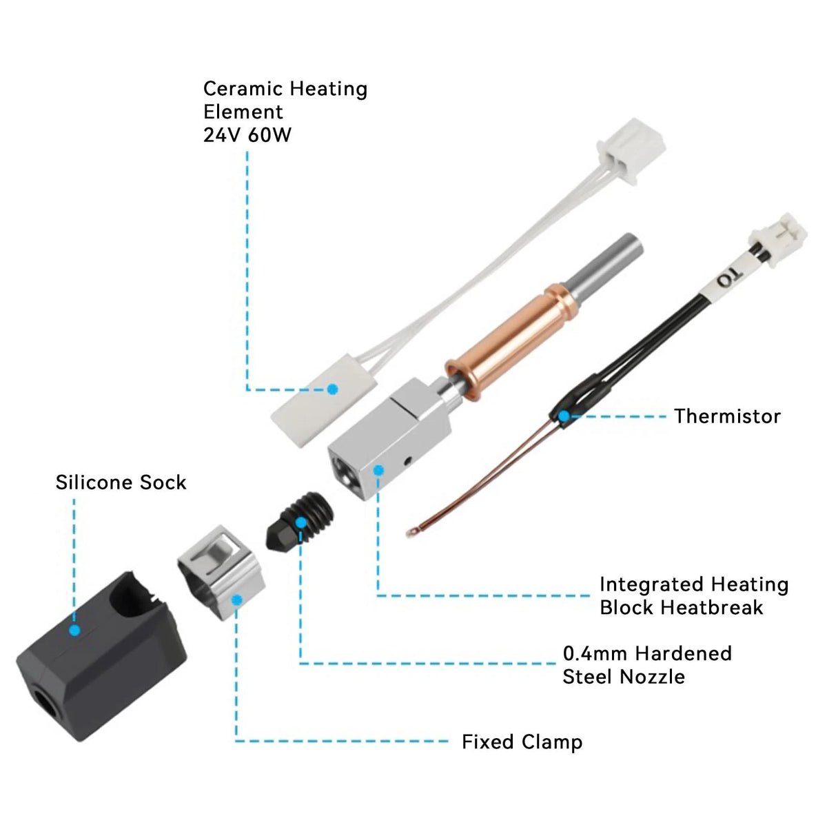 Upgrade Kobra 3/Kobra 3 V2 Combo Ceramic Hotend,0.4mm Hardened Steel...