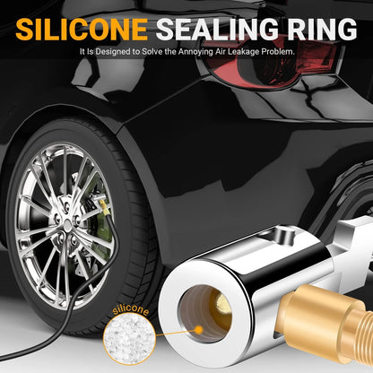 LUMITECO All Metal Lock On Air Chuck Tire Golden Thread, Thread