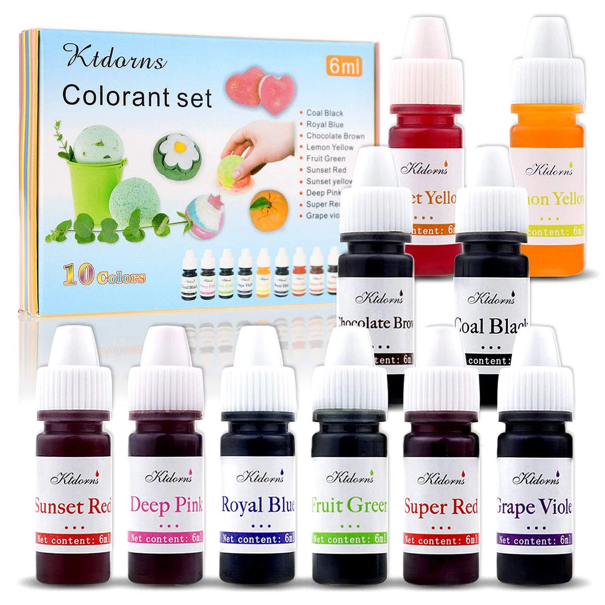 Soap Dye Making Set - 10 Liquid Black, Blue, Green, Purple, Royal Violet