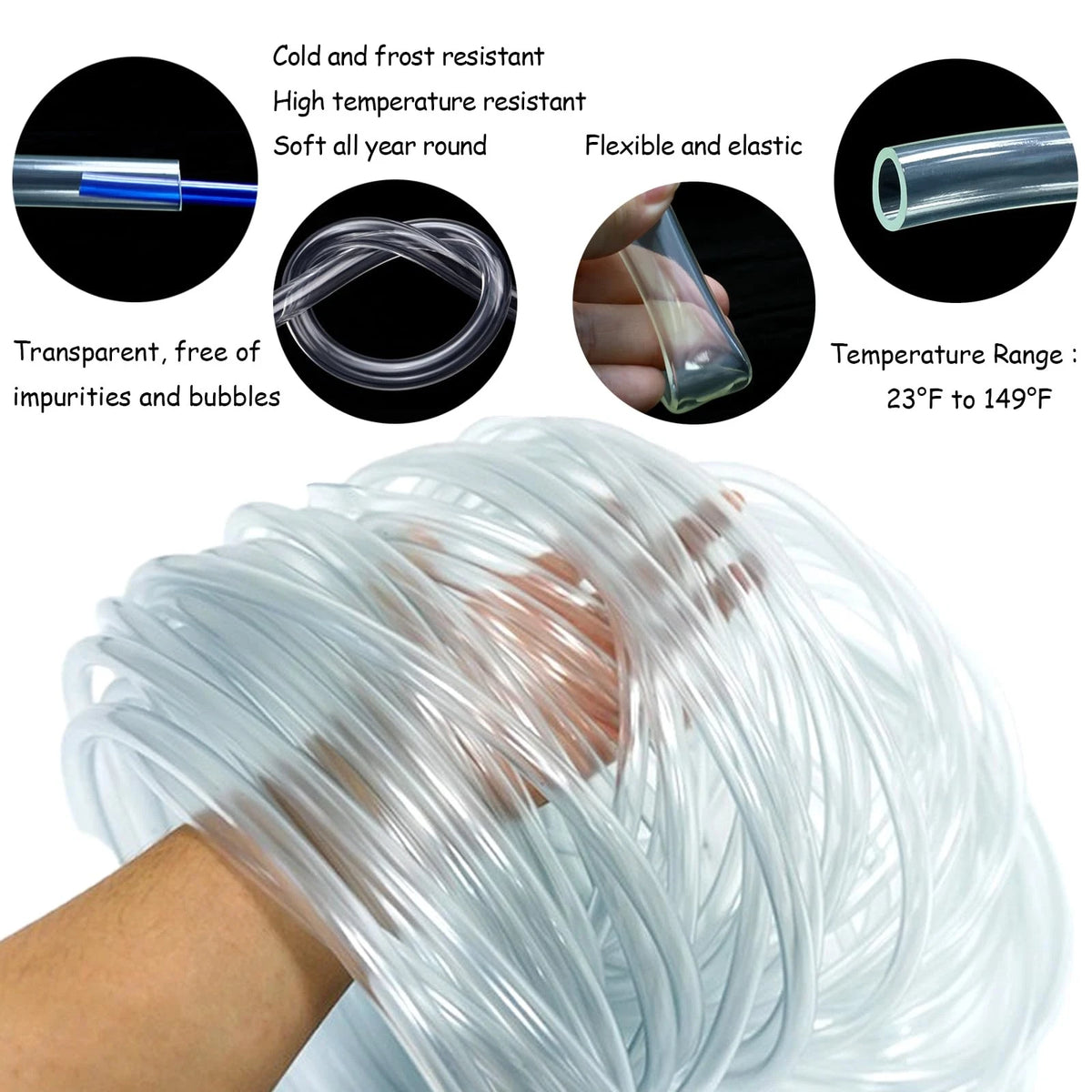 NICOLEKAY 20 Feet PVC- 3/16" ID Clear Vinyl Tubing Food Grade