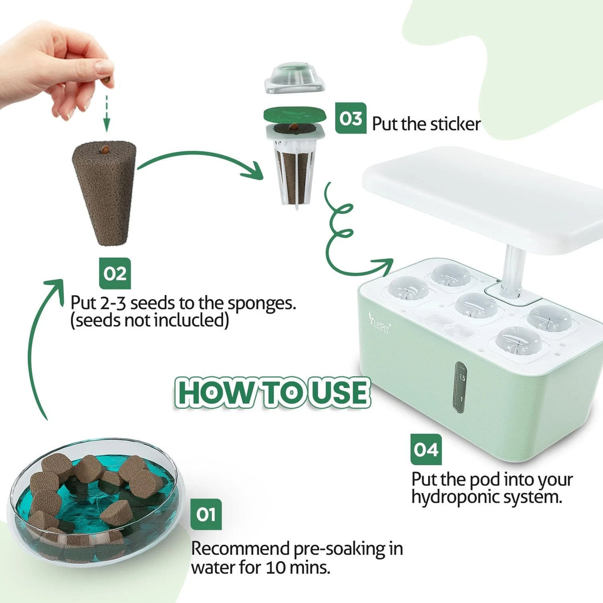 LETPOT 77 Pcs Seed Pod Kits, Square Grow Anything Kit for 77 PCS, White