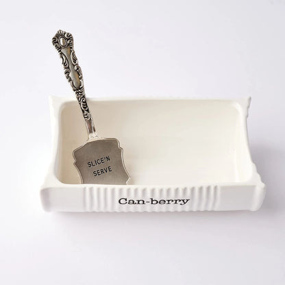 Mud Pie Can-Berry Ceramic Cranberry Serving Dish and Spatula One Size, White