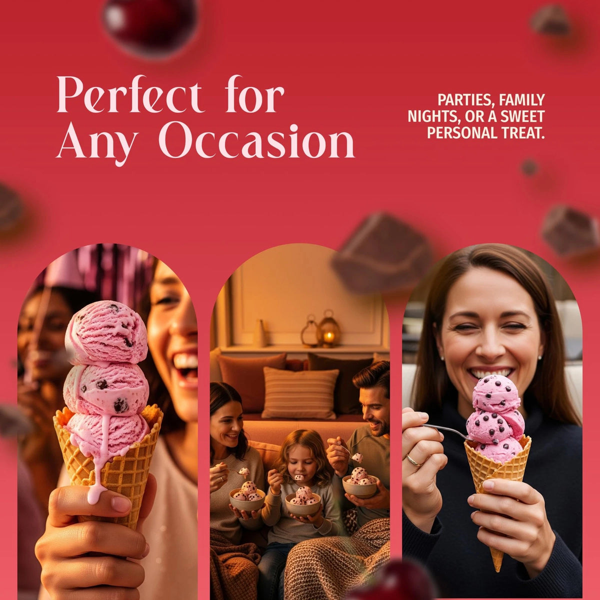 Triple Scoop Cherry Choc Chip Ice Cream Mix, Gourmet, Ready In 5 Min, 2 Pack
