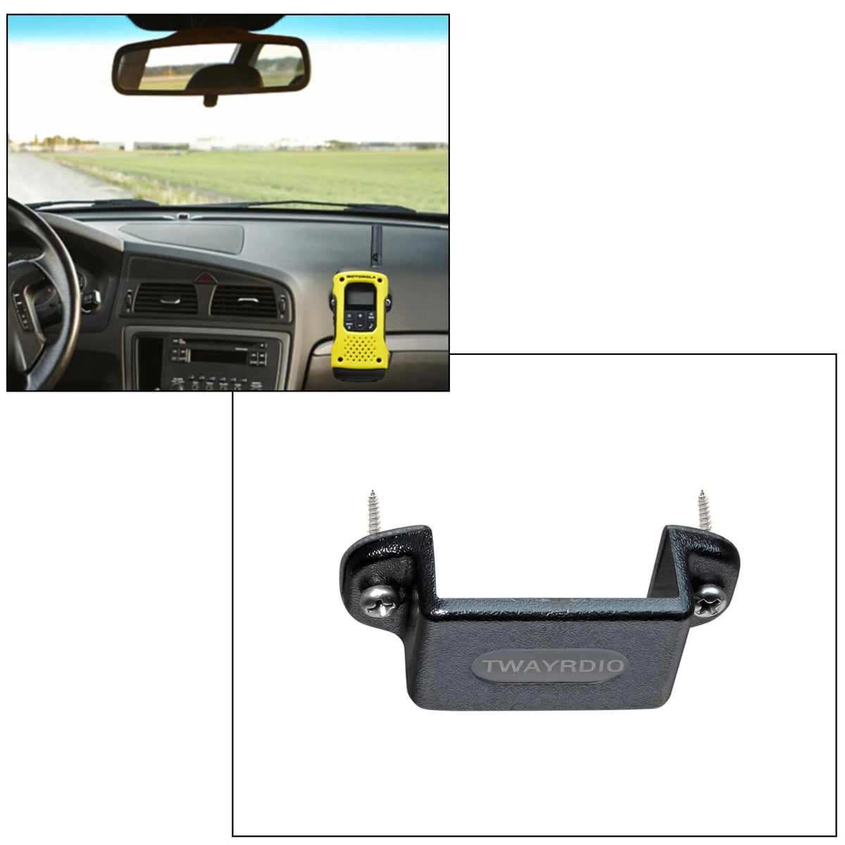 TWAYRDIO Dashboard Mount Holder for Handheld Radio, Belt Clip Hook with Black