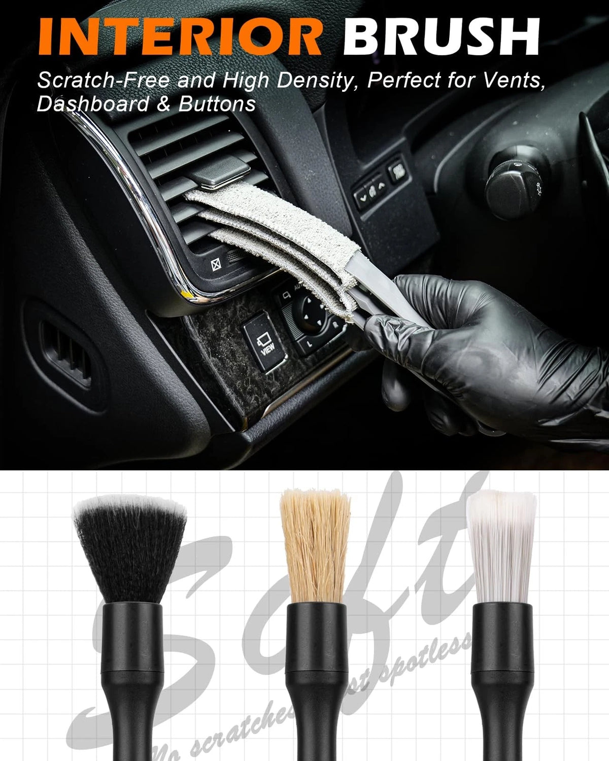 Viewmax 8PCS Car Interior Detailing Kit, Gifts for Men 8PCS, Gray