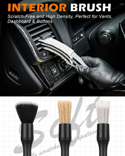 Viewmax 8PCS Car Interior Detailing Kit, Gifts for Men 8PCS, Gray
