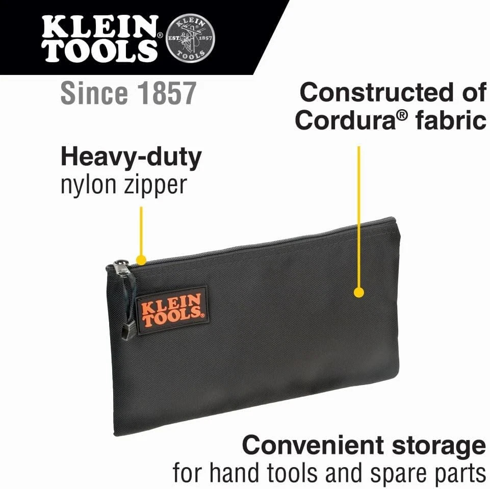 Klein Tools 5139B Zipper Bag, Cordura Nylon Tool Pouch 12-1/2-Inch, Black