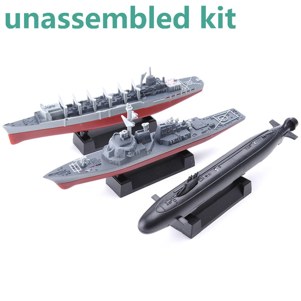 8PCS Unassembled Kit DIY Model Cruiser Frigate Submarine Battleship Warship