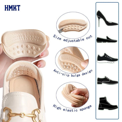 Heel Grips Liner Cushions Inserts for Loose Shoes Pads and Beige+black