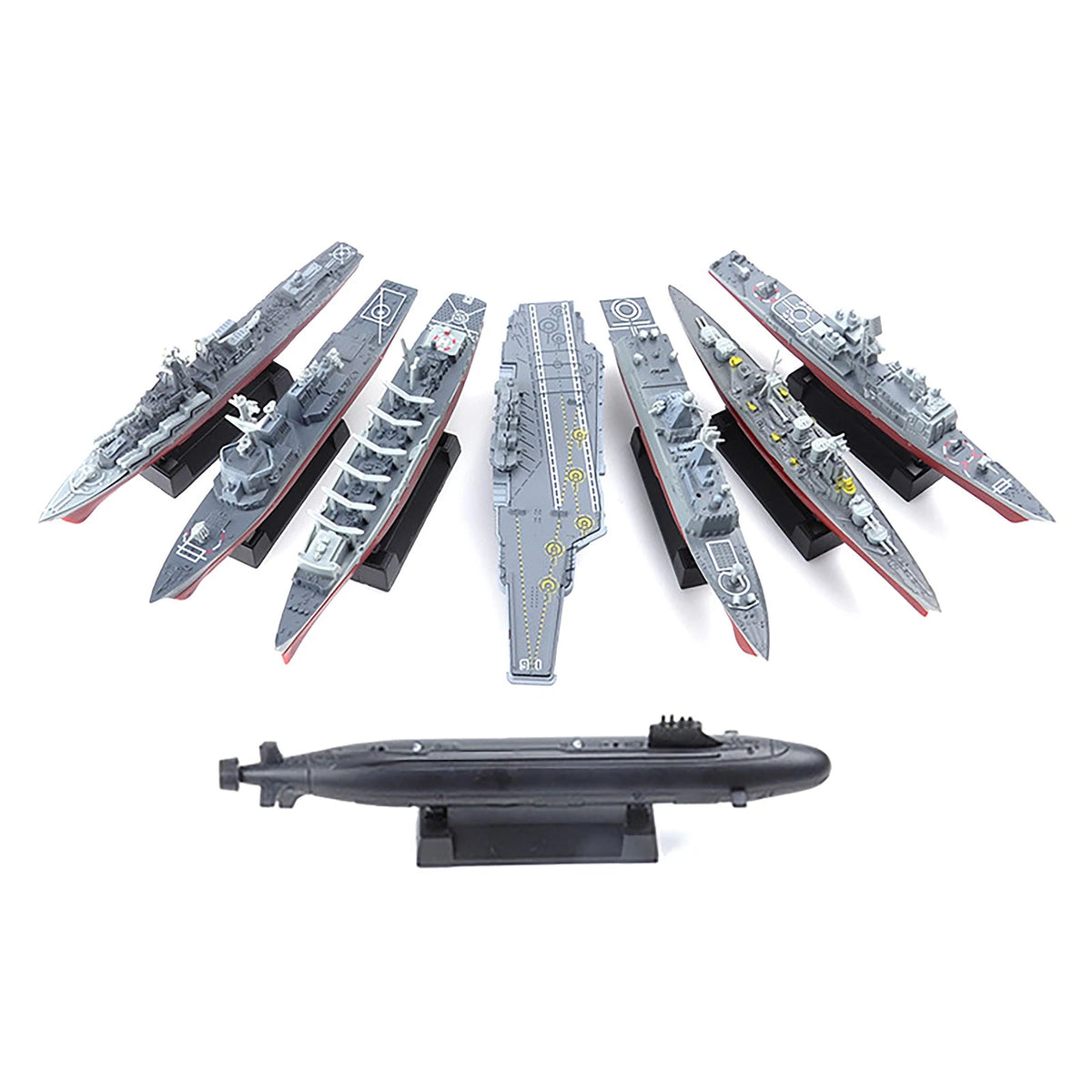 8PCS Unassembled Kit DIY Model Cruiser Frigate Submarine Battleship Warship