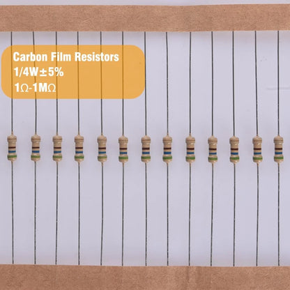 1125-Piece 25-Value Resistor Assortment Kit (1Ohm-1M Ohm) 1/4W 5% Carbon...