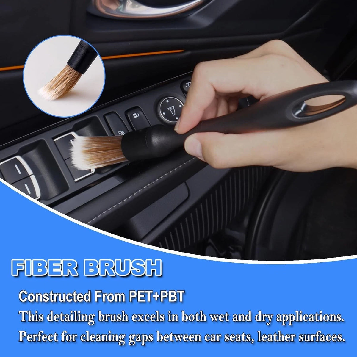 7PCS Car Detailing Brush Set, Ultra Soft Interior Kit, Black