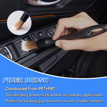7PCS Car Detailing Brush Set, Ultra Soft Interior Kit, Black