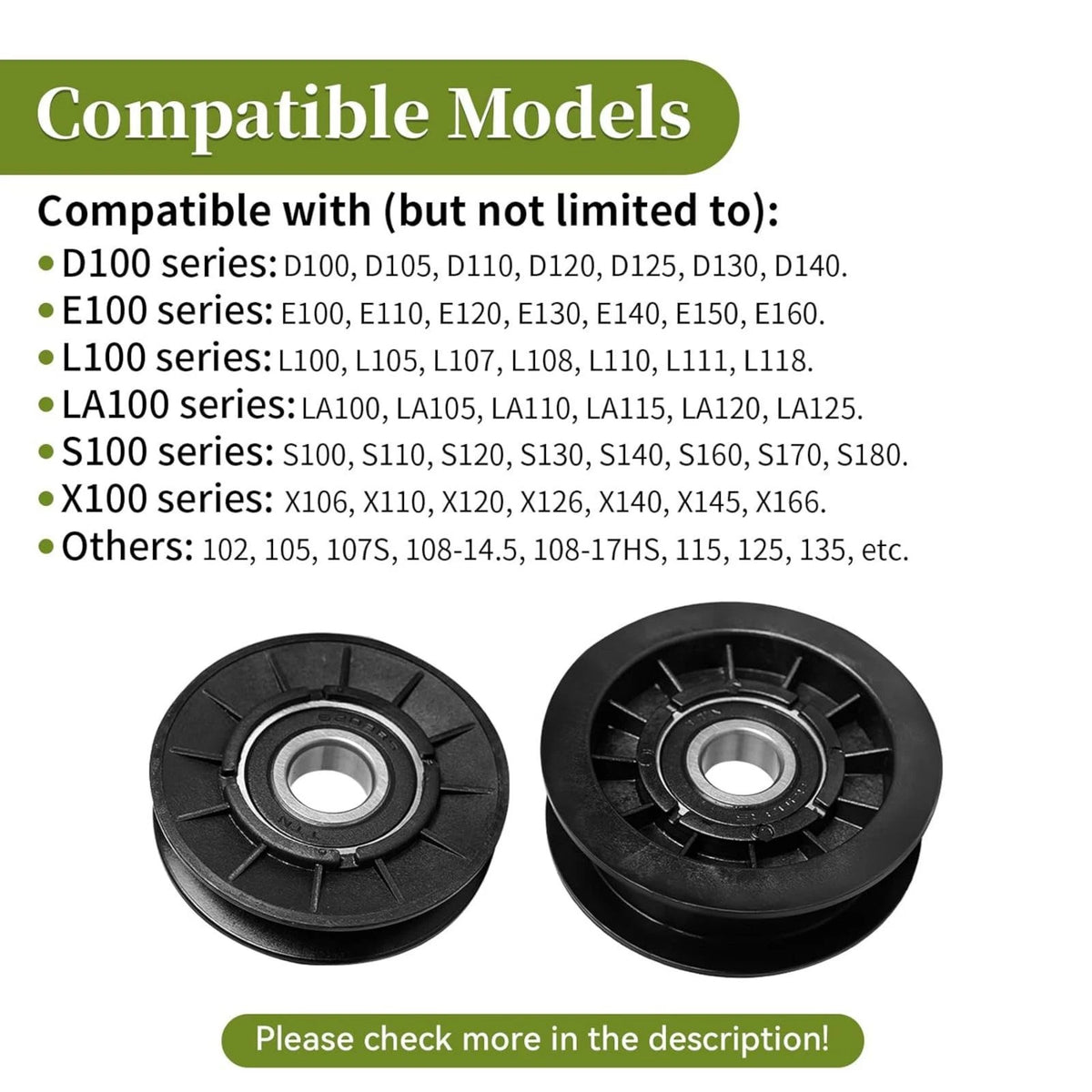 1Set V-Idler Pulley & Flat Idler Pulley For John Deere Lawn Mower Replace Parts