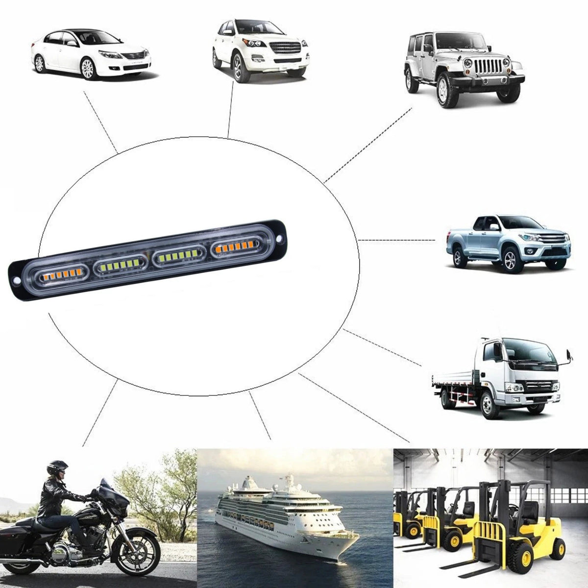 LED Flashing Strobe Light Bars Warning Hazard Beacon Part For Car Truck