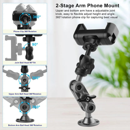 Wall Mount Phone Holder Drilling Base 3.5-7.5 inches (diagonal screen), Black