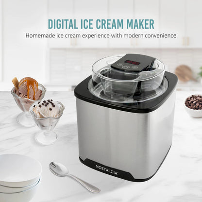 Nostalgia 2-Quart Electric Ice Cream Maker – Make Homemade Stainless Black