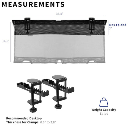 VIVO No Drill Clamp-on 36 inch Mesh Net Under Desk Cable 36", Black