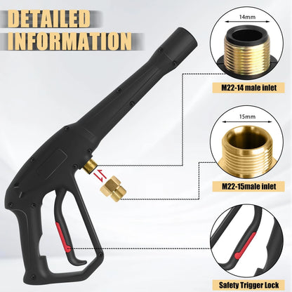 Pressure Washer Spray Gun, for Ryobi with Jet Wand Black