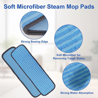 Microfiber Steam Mop Pads Compatible with 2cleaning pads+2chenille pads, Blue