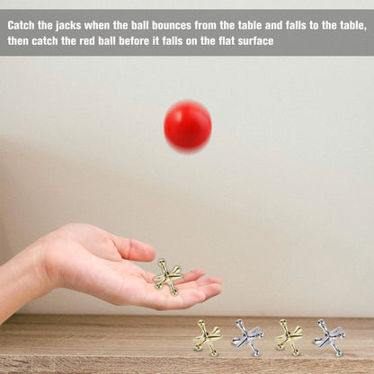 Legigo Retro Metal Jacks Game Set- 60 PCS Jax with 6 Red Medium, 6 Set