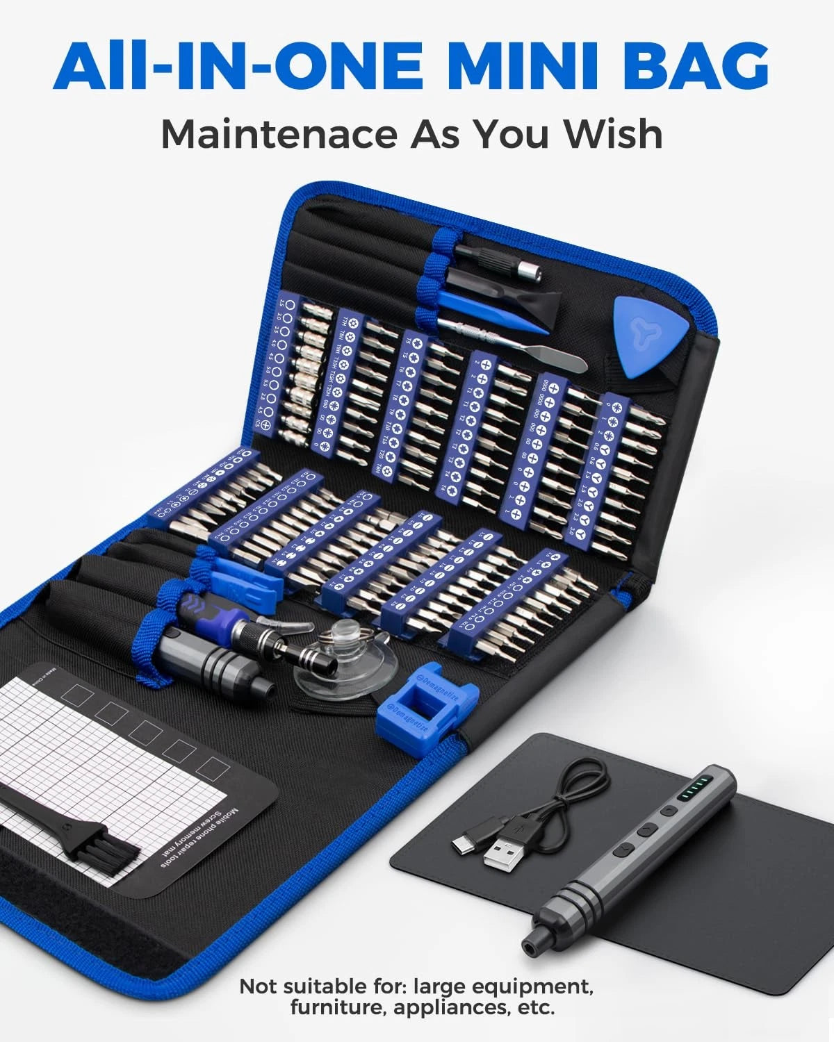 Mini Electric Screwdriver Set 140-IN-1: Set, Blue