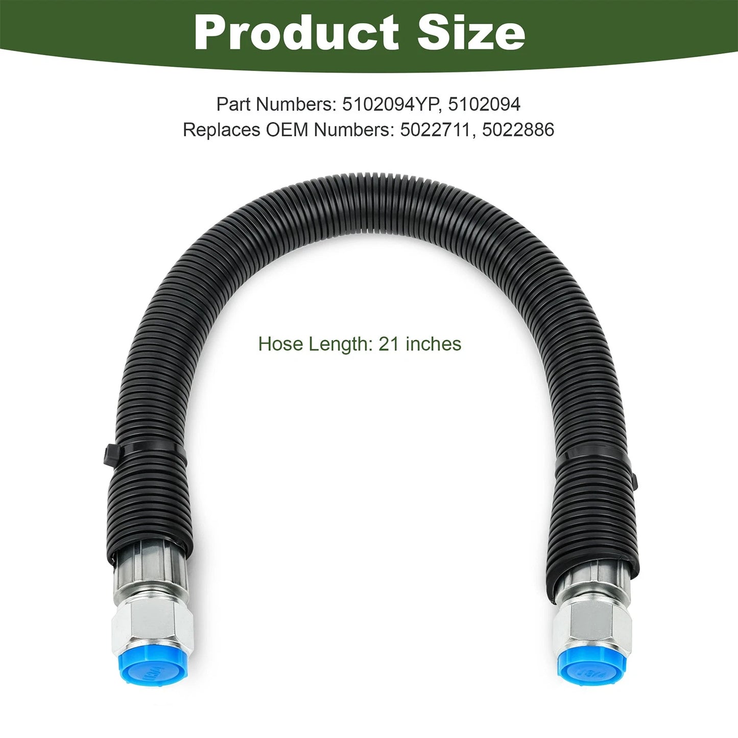 21" 5102094YP Hydro Transmission Hose Assembly for Ferris  IS500Z (44", 52", 61"